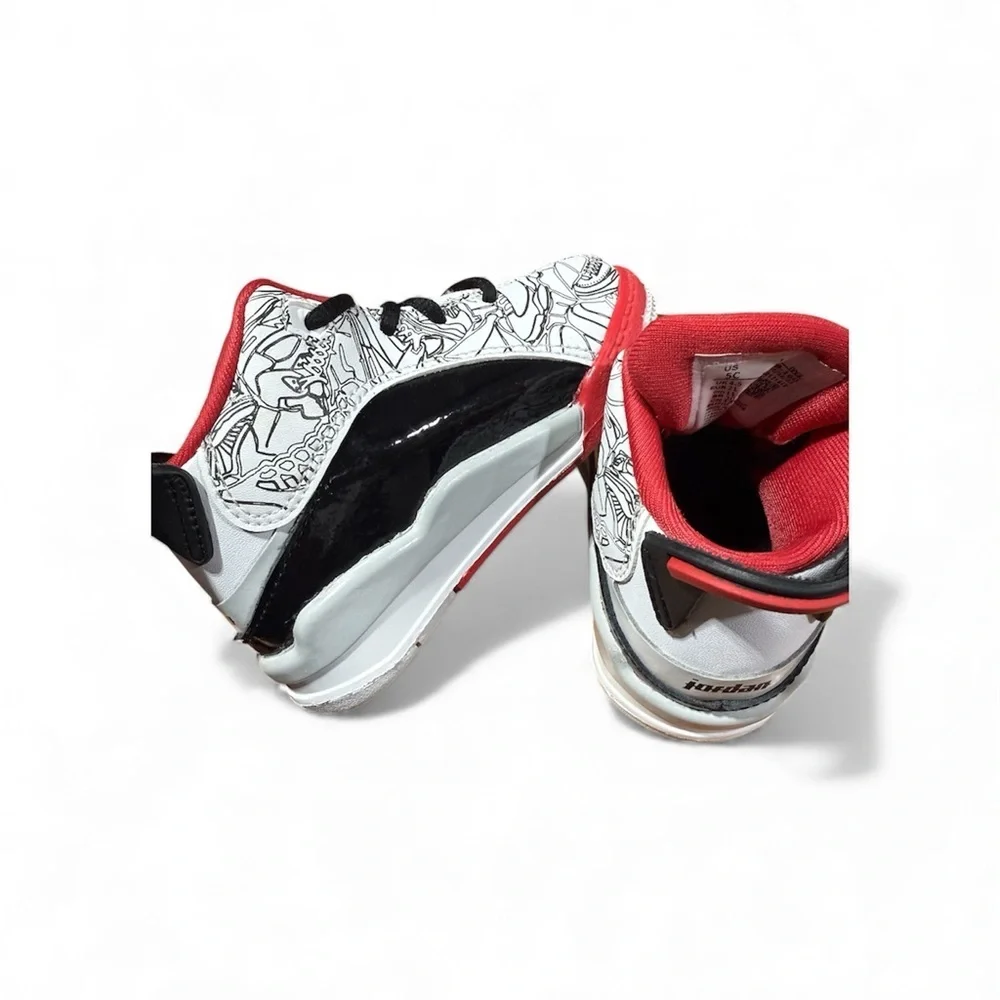 Jordan Kids Black, White, and Red Sneakers